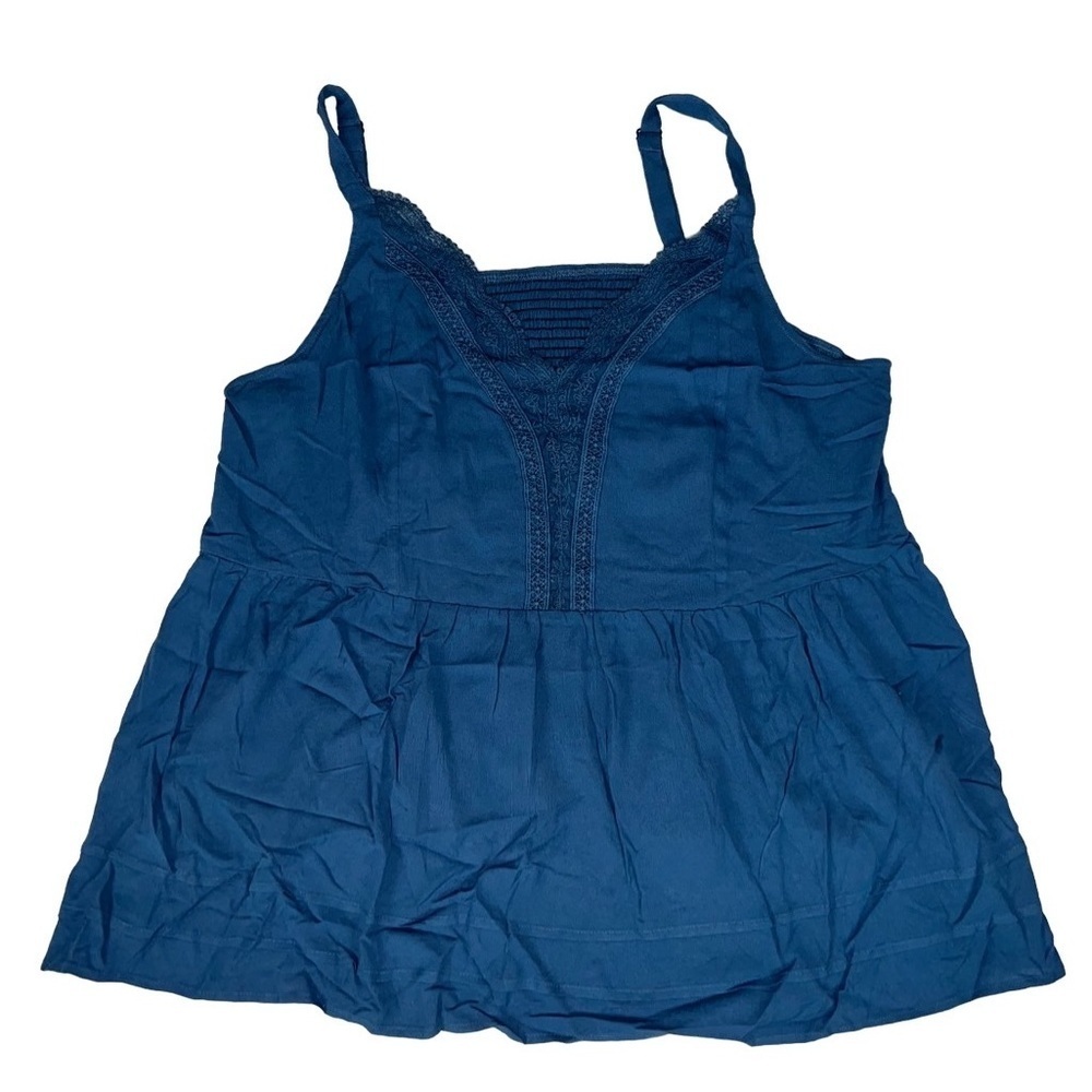 Bloomchic Lace Smocked Spaghetti Strap Top Blue Size 26 NWT
